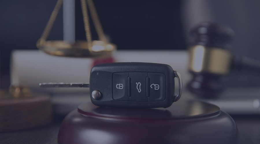 Key fob on top of court desk